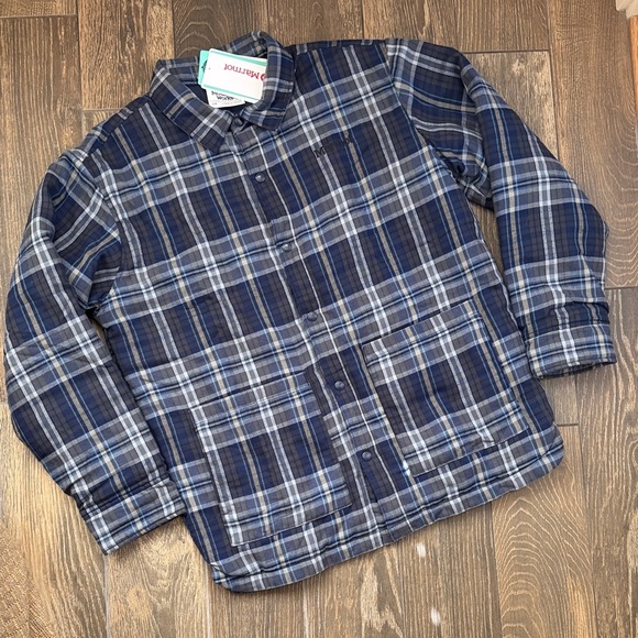 Marmot Men's Lanigan Arctic Navy Plaid Flannel Chore Coat—L - Picture 2 of 12